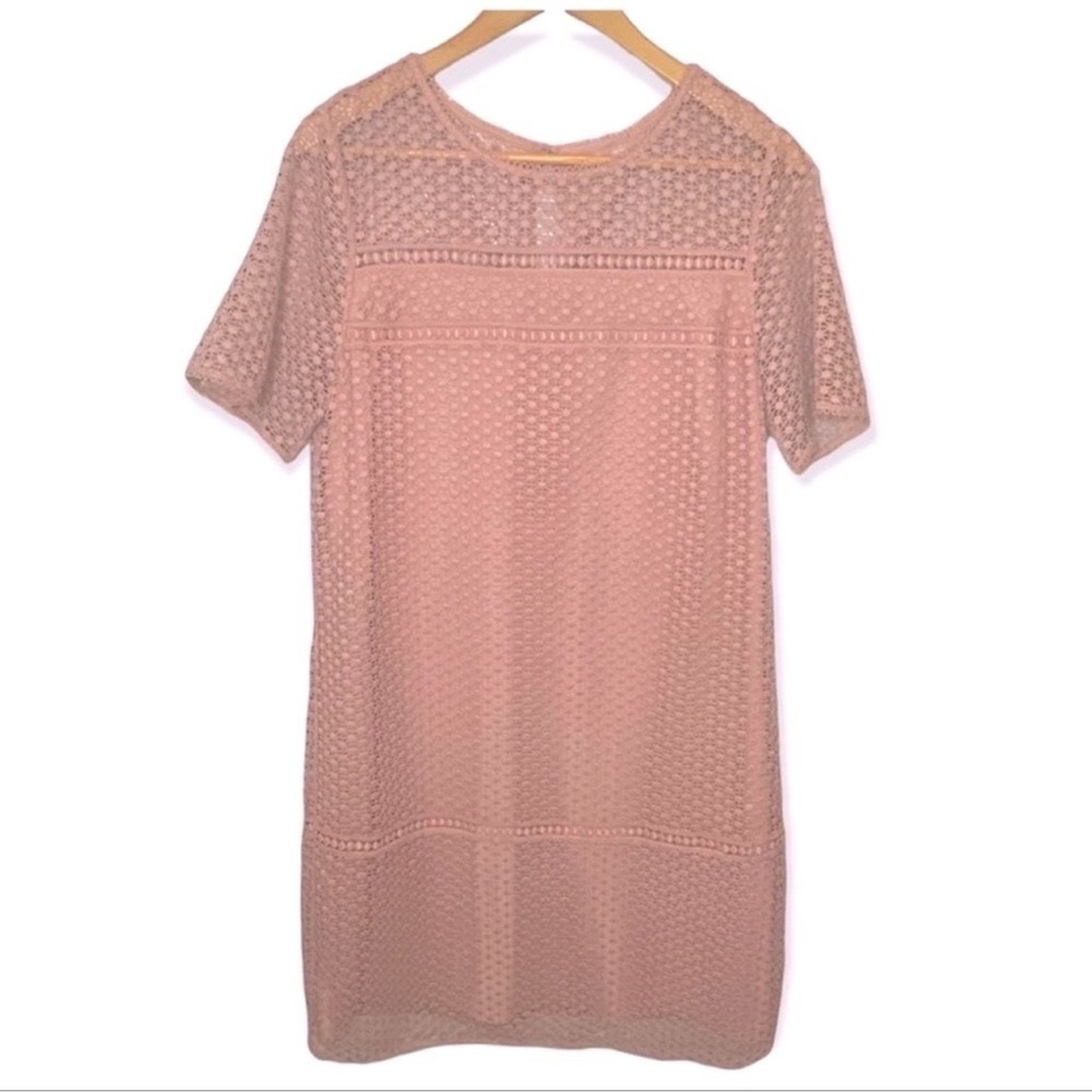Ann Taylor Crochet Lace Pink Casual Mini Dress​​​ - Picture 2 of 5